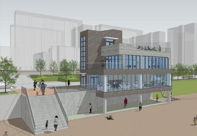 강동해변 도심문화놀이터 명소화사업(몽돌 북카페 리모델링) 조감도