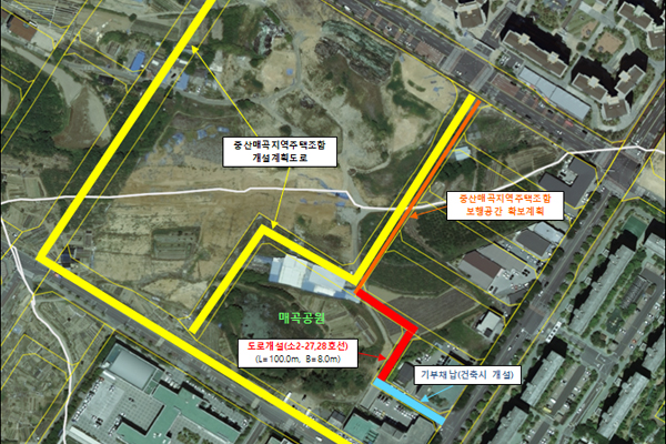 매곡공원 일원 도로 개설(소2-27, 28호선) 위치도