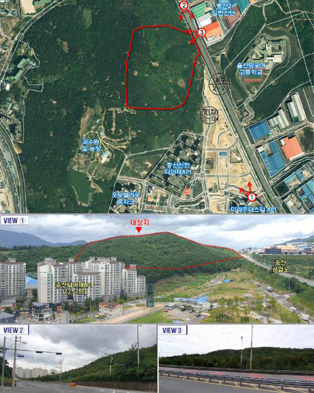 중산스포츠타운 조성 위치도 및 현장사진