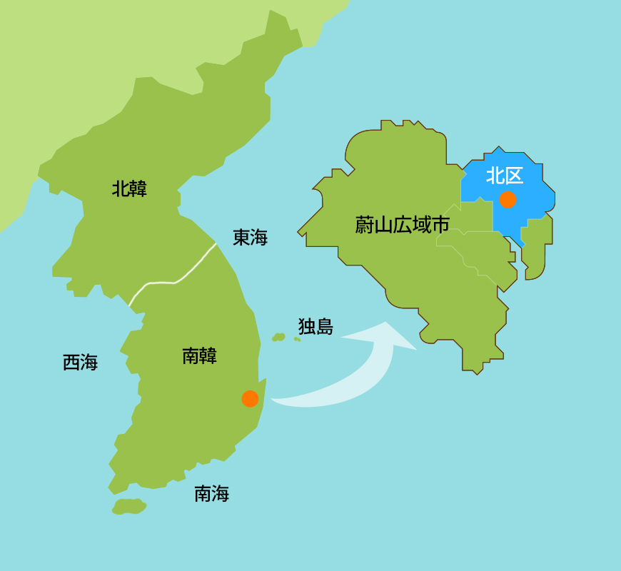 韓国で蔚山の位置