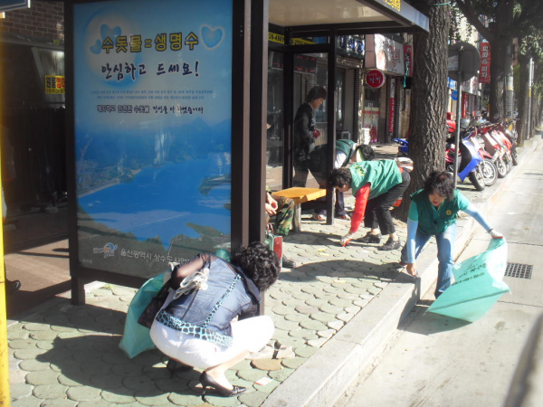  양정동 그린마을추진위원회 버스승강장 주변 환경정비 실시