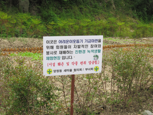 양정동 오치골 텃밭 안내 현수막 제작