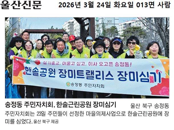 주민자치회 마을의제사업 시행(한솔공원 장미트랠리스길 장미식재)