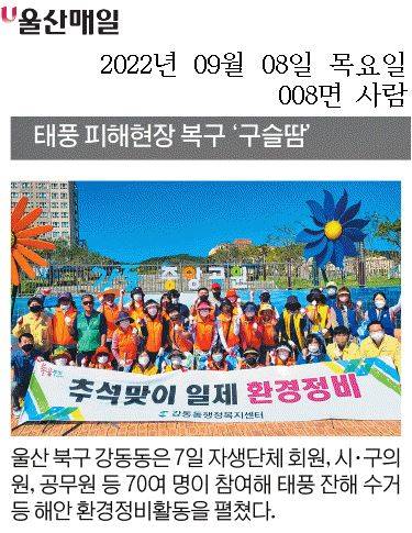 9. 8.(수) 태풍 '힌남노'이후 피해복구 환경정비