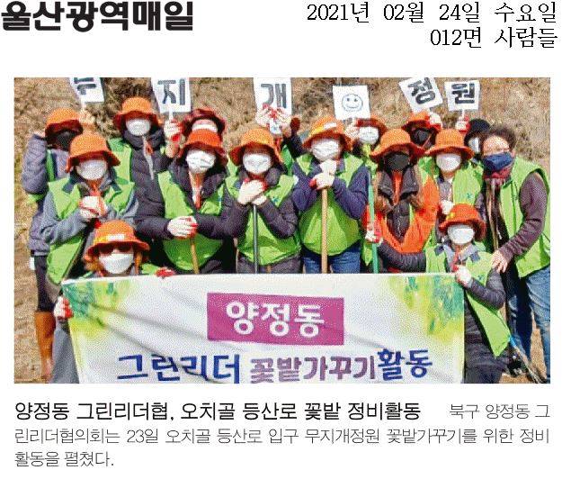 양정동 그린리더협의회 꽃밭가꾸기 활동 실시